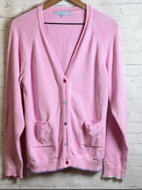 Hill House Pastel Pink V-Neck Button Cardigan with Heart Buttons